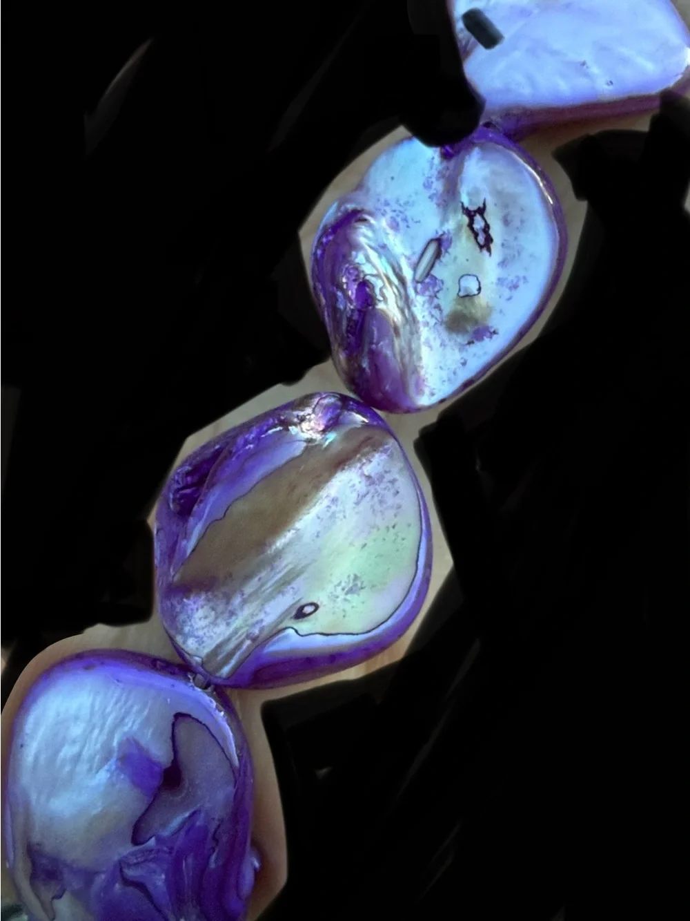 Boho Purple Mother of Pearl Shell Nugget Stretch Bracelet mermaid beach eclectic